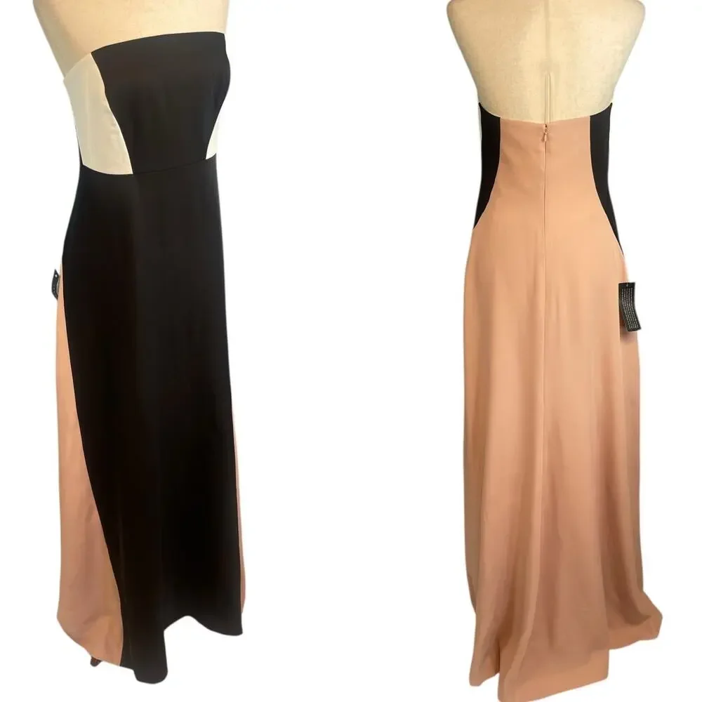Ann Taylor Strapless Colorblock Formal Dress Gown Black Shell Pink Size 4 NWT - Picture 2 of 7